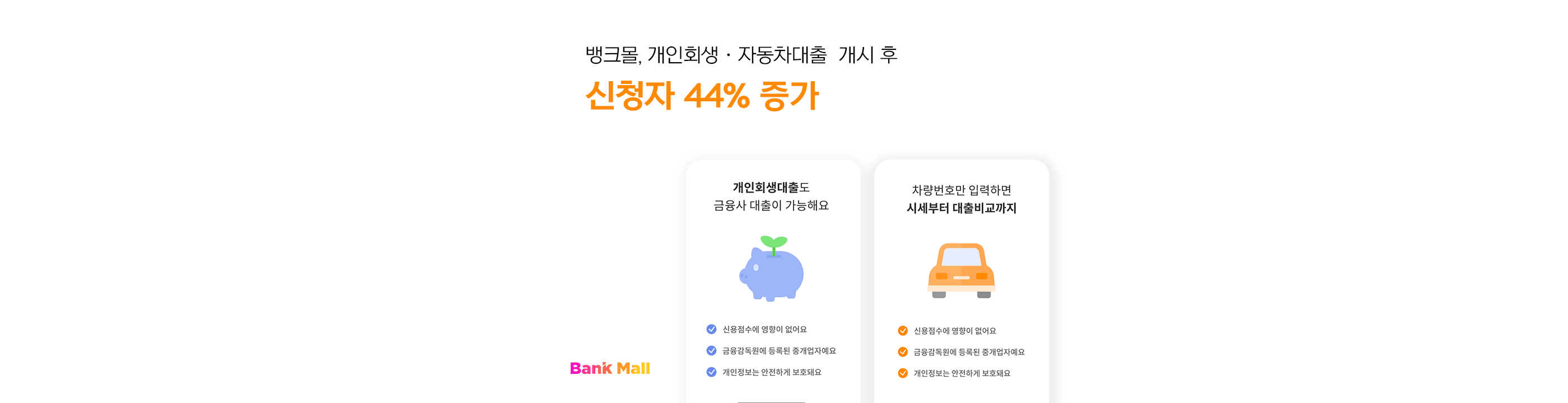 뱅크몰, 개인회생·자동차 대출비교 서비스 개시 - 뱅크몰 금융정보