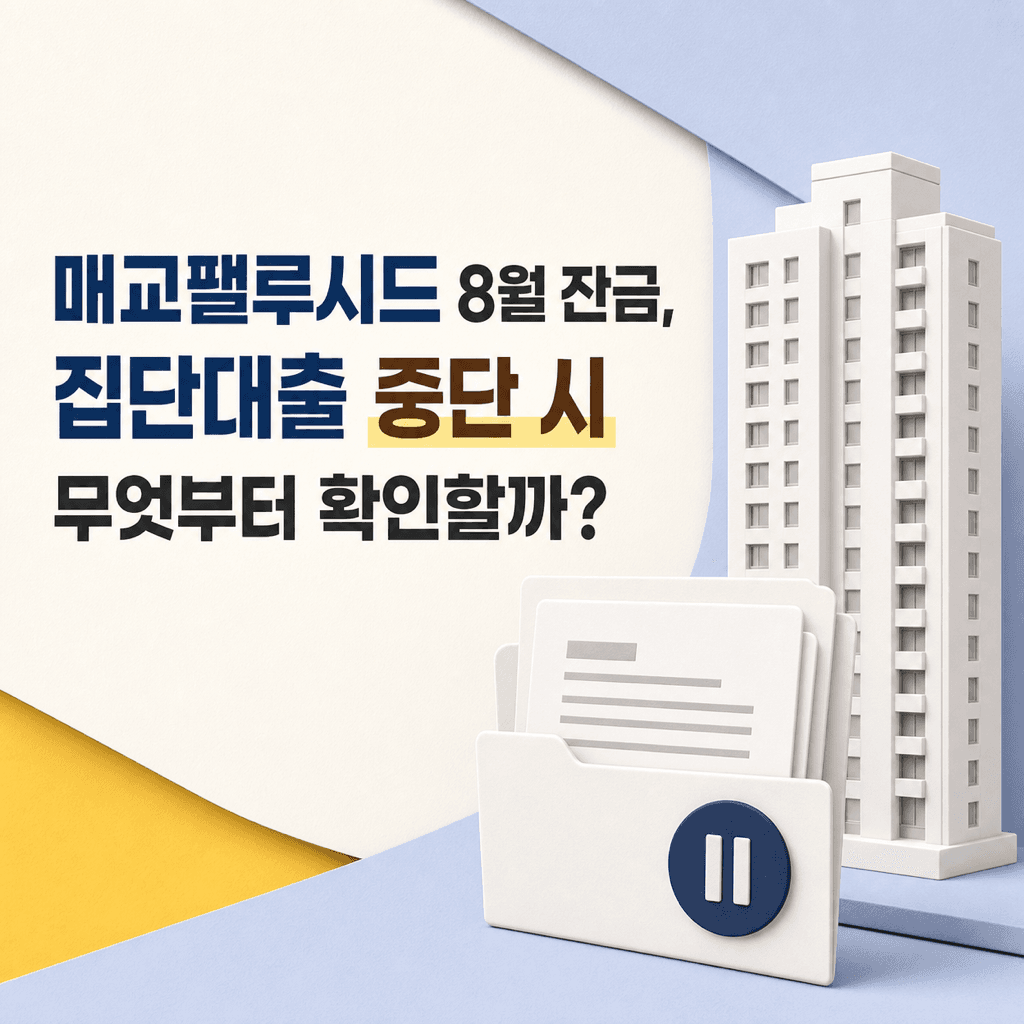 매교팰루시드 8월 잔금, 집단대출 중단 시 무엇부터 확인할까? - 뱅크몰 금융정보