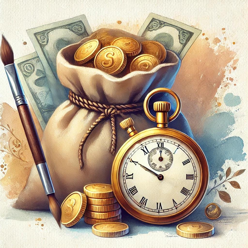 돈이 들어있는 주머니와 시계
