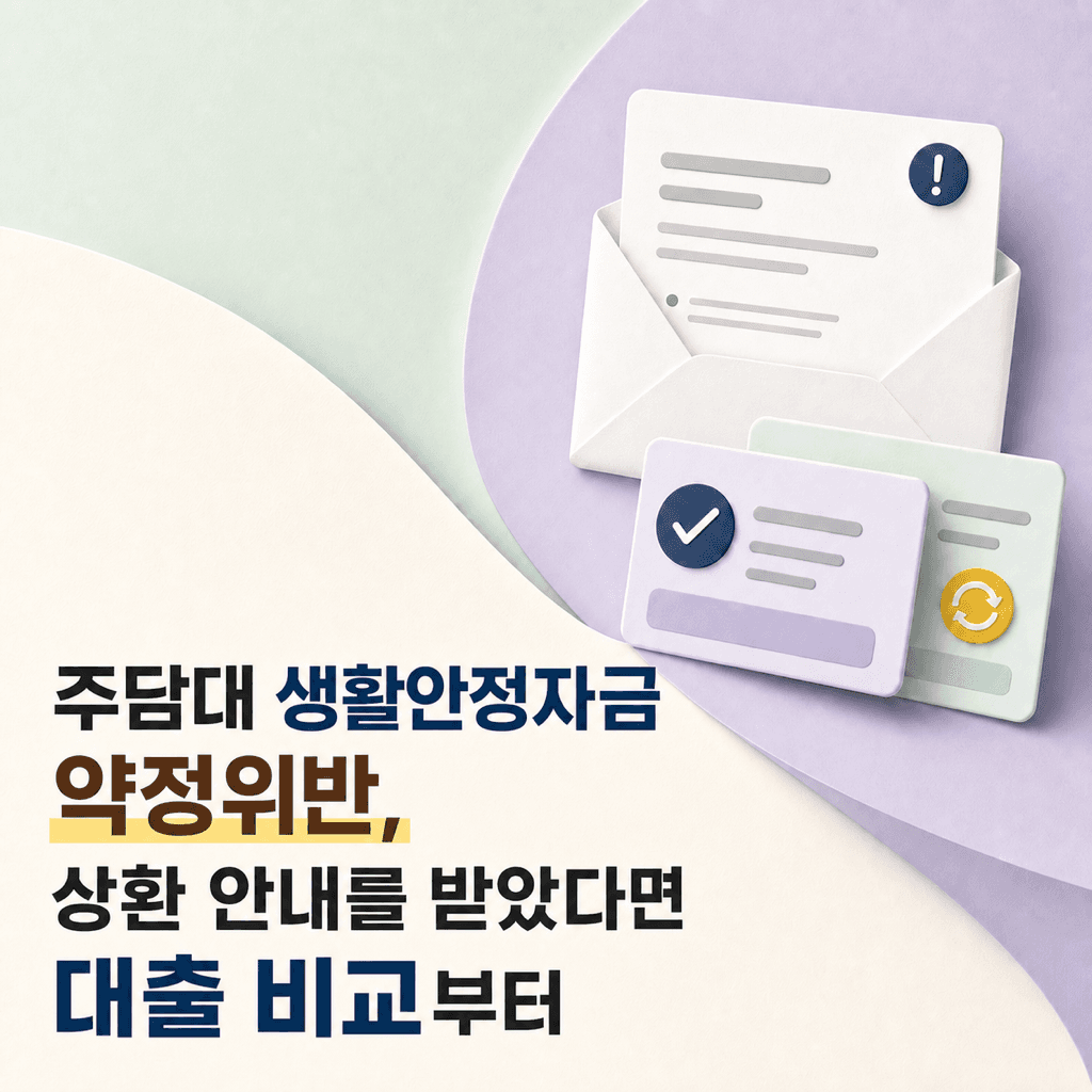 주담대 생활안정자금 약정위반, 상환 안내를 받았다면 대출 비교부터 - 뱅크몰 금융정보