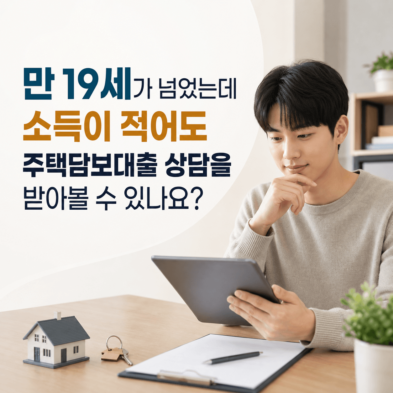 만 19세가 넘었는데 소득이 적어도 주택담보대출 상담을 받아볼 수 있나요? - 뱅크몰 금융정보