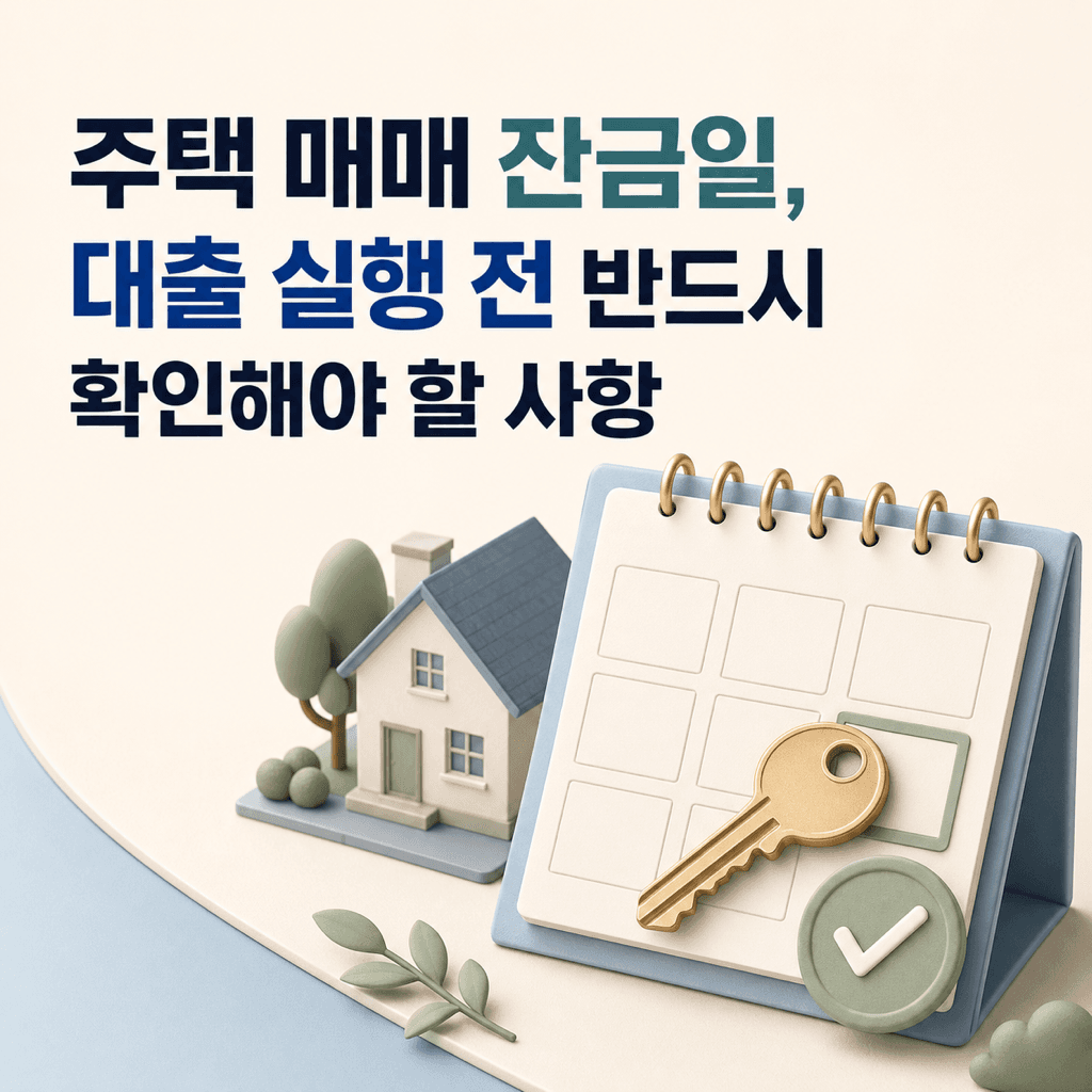주택 매매 잔금일, 대출 실행 전 반드시 확인해야 할 사항 - 뱅크몰 금융정보