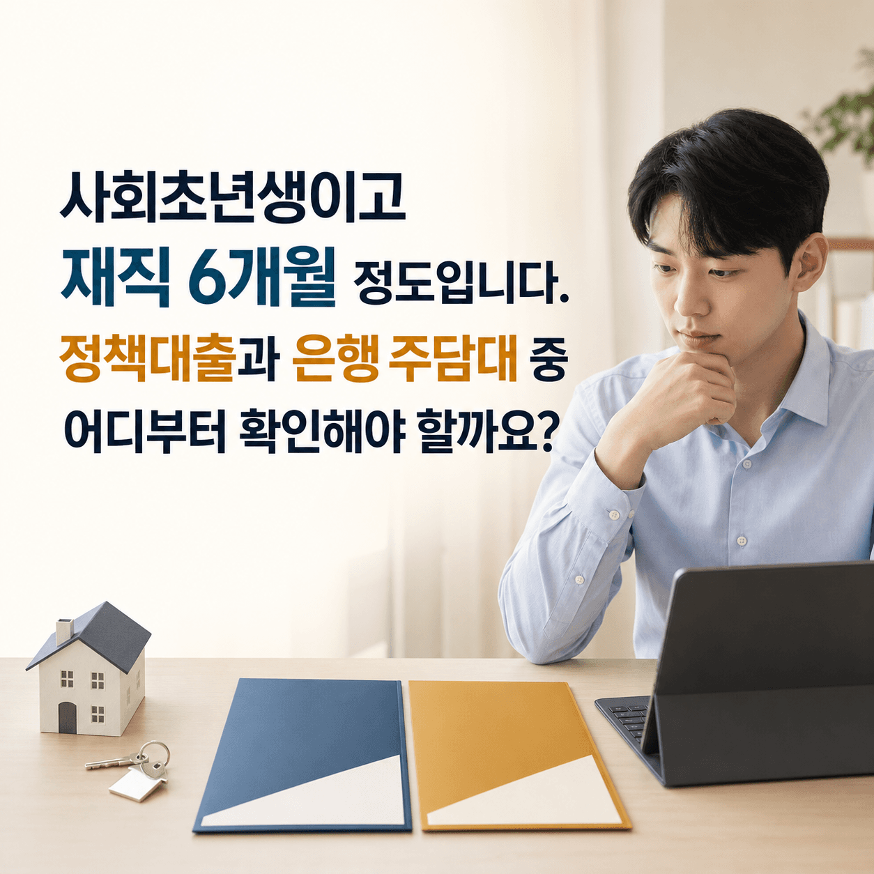사회초년생이고 재직 6개월 정도입니다. 정책대출과 은행 주담대 중 어디부터 확인해야 할까요? - 뱅크몰 금융정보